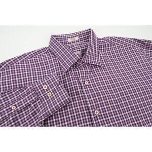 Peter Millar Men's XL Purple‎ Gingham Checks Long Sleeve Button Front Shirt